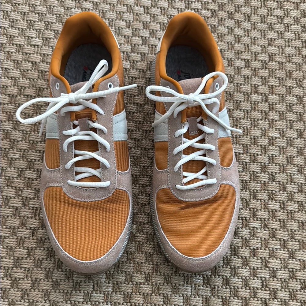 Johnnie-O Men's Orange and Tan Leather Golf Shoes in Excellent condition